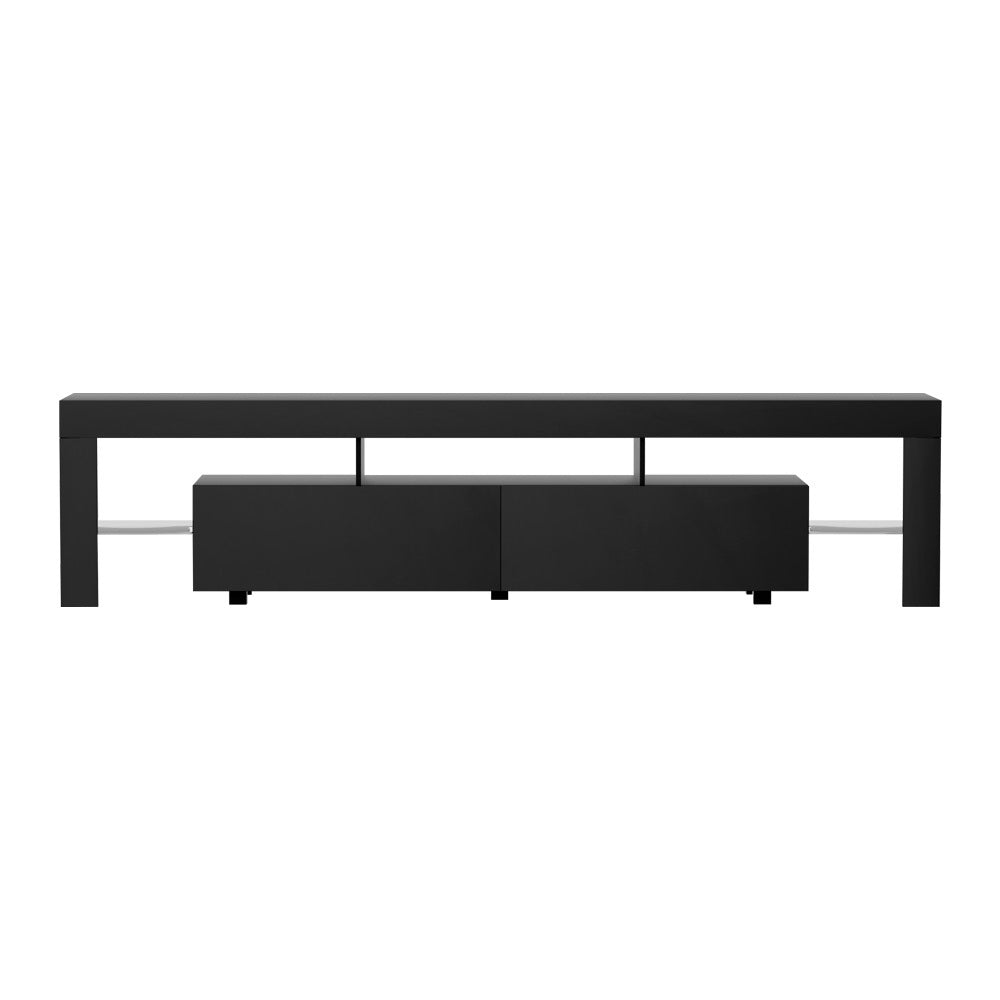 Artiss TV Cabinet Entertainment Unit Stand RGB LED Gloss Furniture 200cm Black - VogueDecor.au