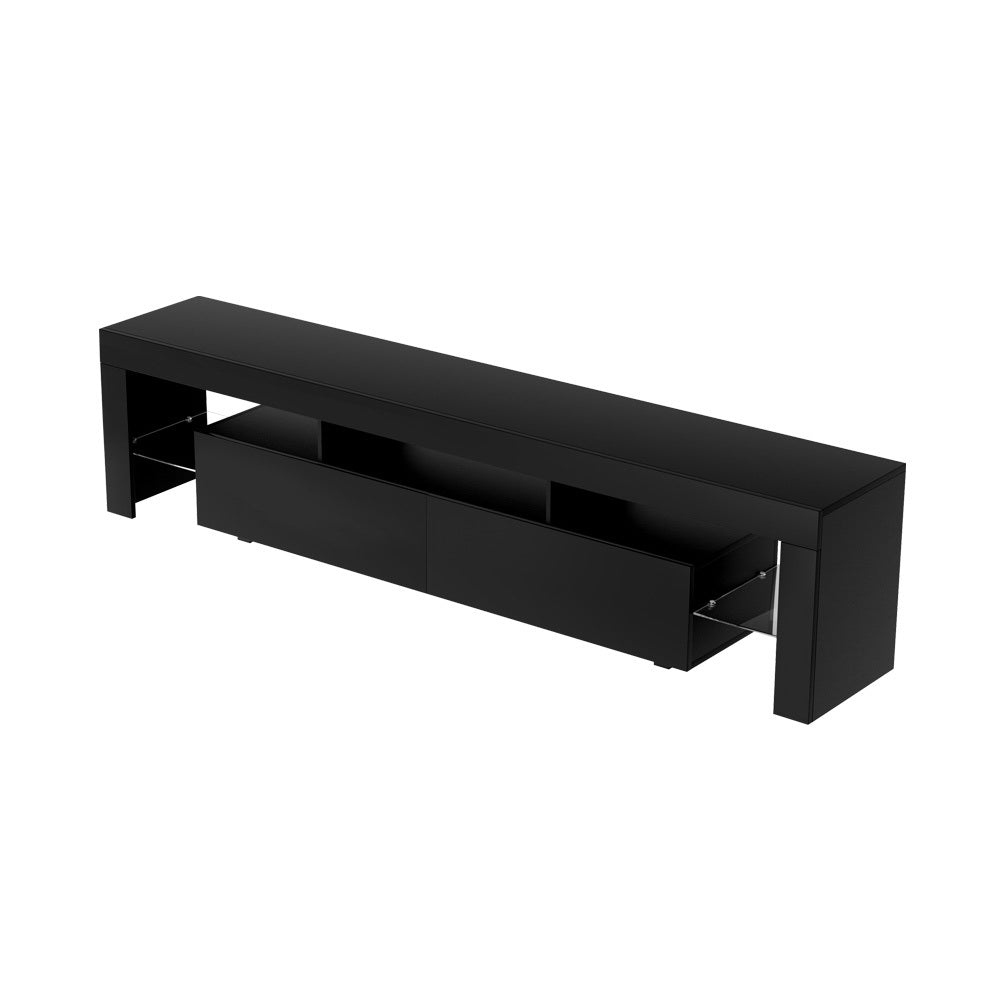 Artiss TV Cabinet Entertainment Unit Stand RGB LED Gloss Furniture 200cm Black - VogueDecor.au