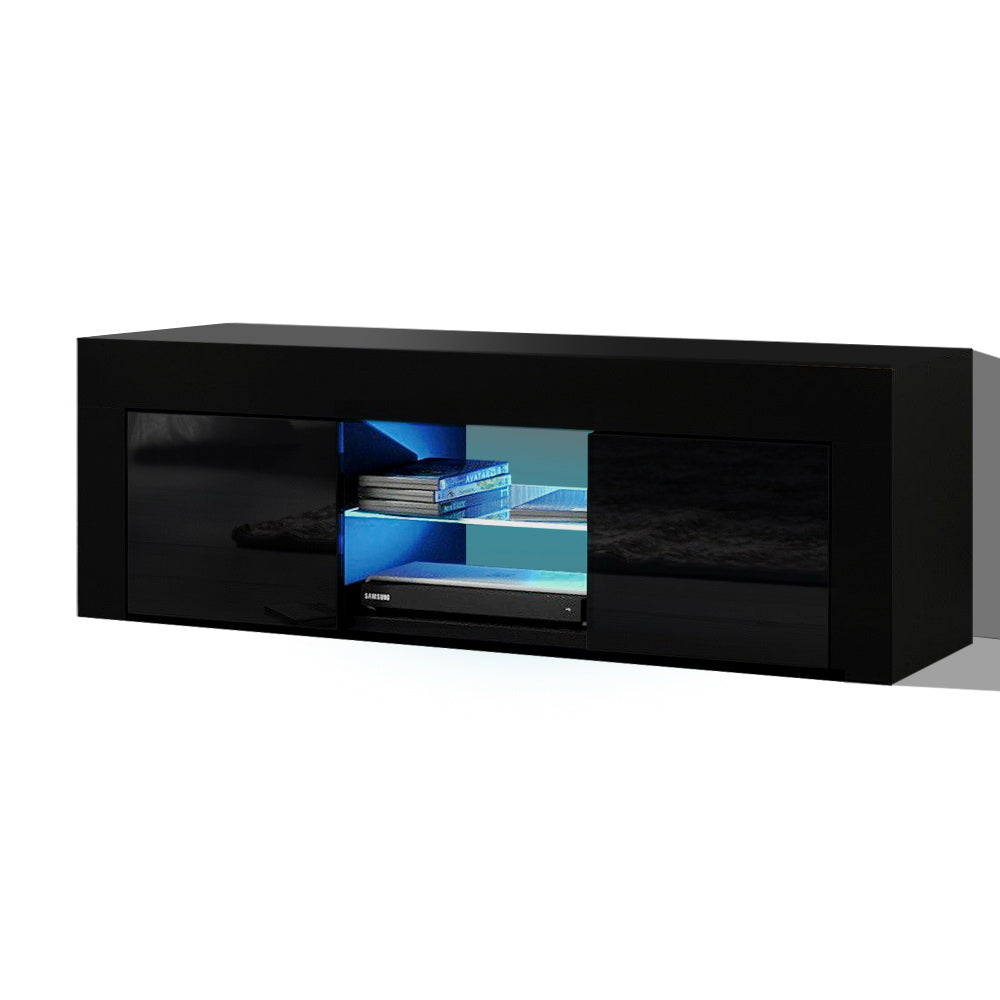 Artiss Entertainment Unit TV Cabinet LED 130cm Black Angus - VogueDecor.au