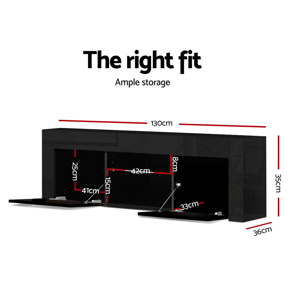 Artiss Entertainment Unit TV Cabinet LED 130cm Black Angus - VogueDecor.au