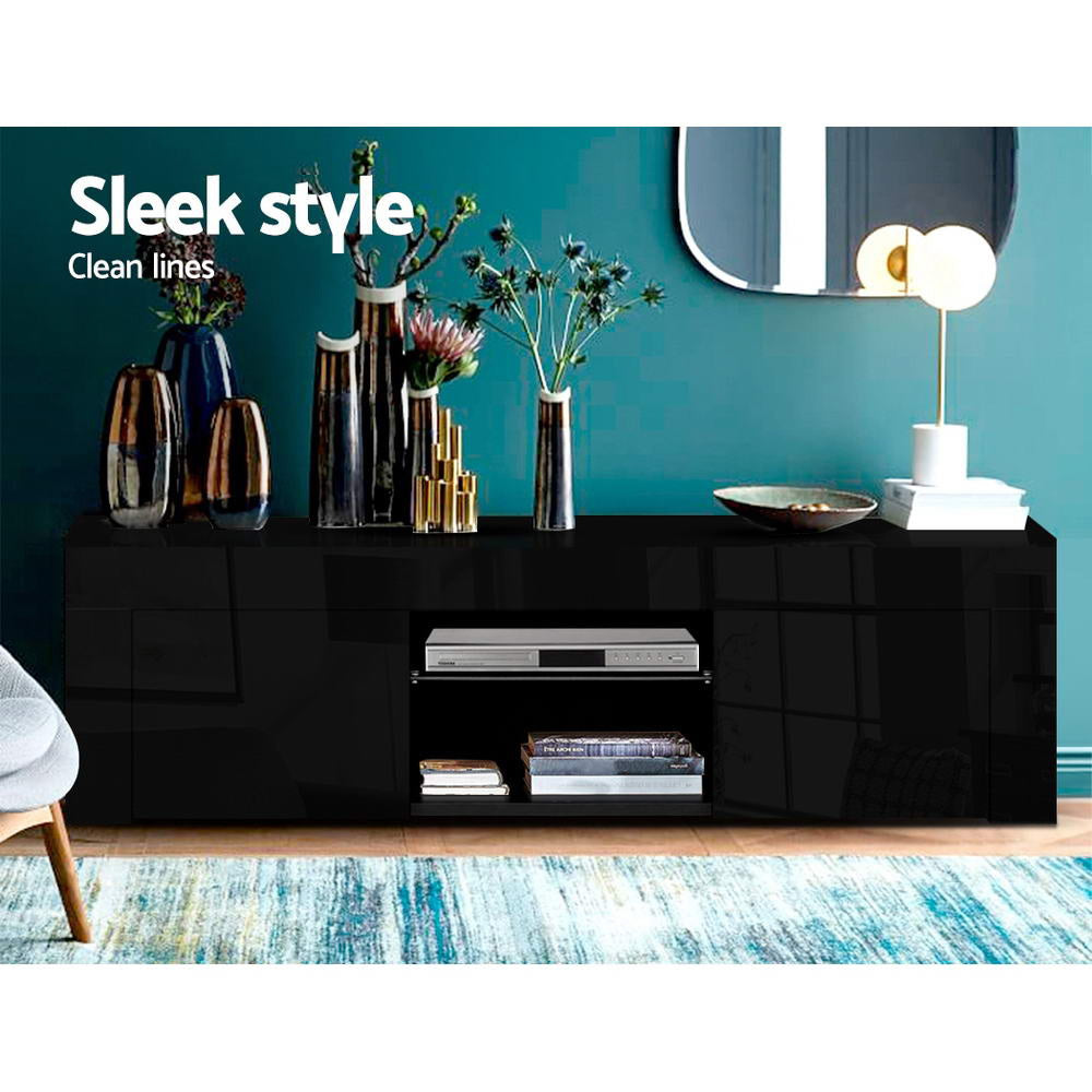 Artiss Entertainment Unit TV Cabinet LED 130cm Black Angus - VogueDecor.au
