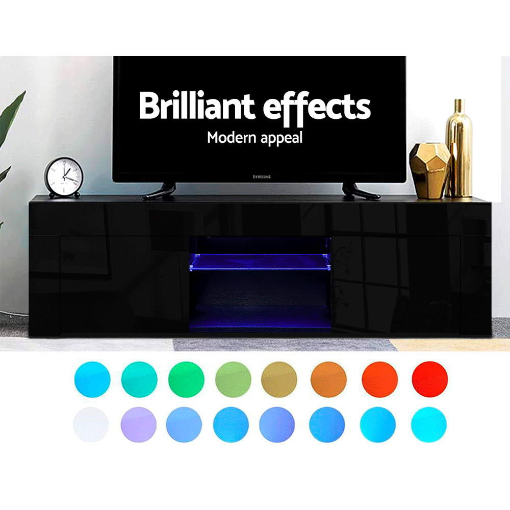 Artiss Entertainment Unit TV Cabinet LED 130cm Black Angus - VogueDecor.au