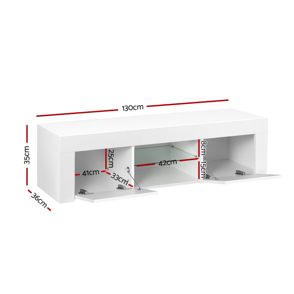 Artiss Entertainment Unit TV Cabinet LED 130cm White Angus - VogueDecor.au