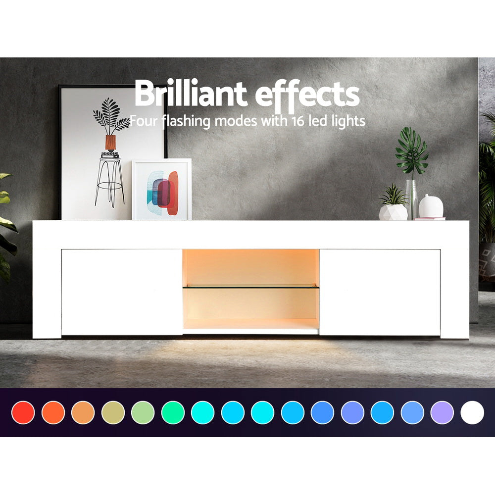 Artiss Entertainment Unit TV Cabinet LED 130cm White Angus - VogueDecor.au