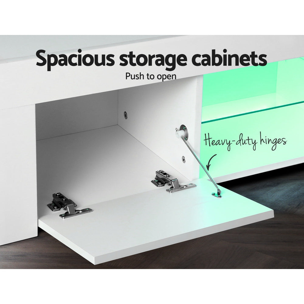 Artiss Entertainment Unit TV Cabinet LED 130cm White Angus - VogueDecor.au