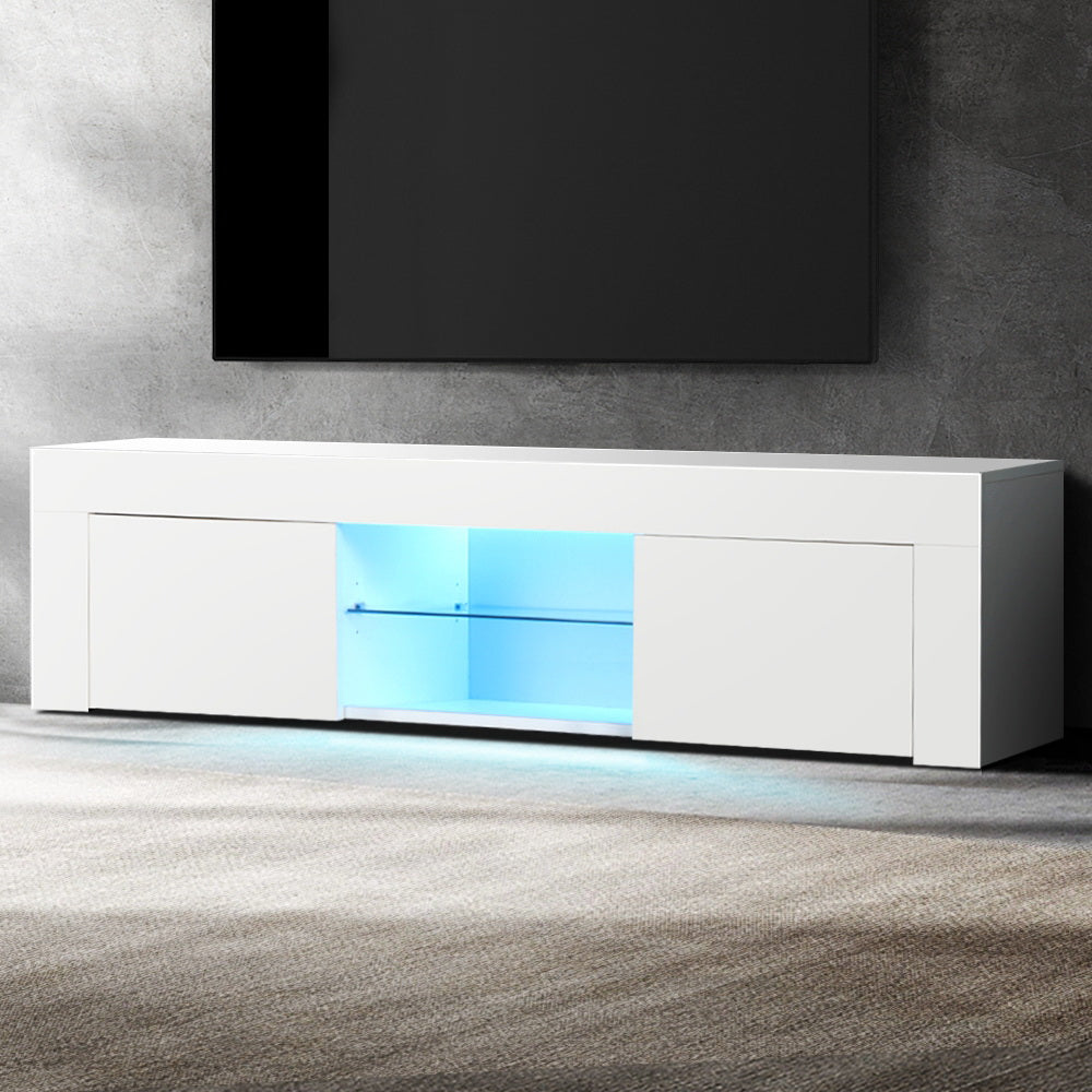 Artiss Entertainment Unit TV Cabinet LED 130cm White Angus - VogueDecor.au