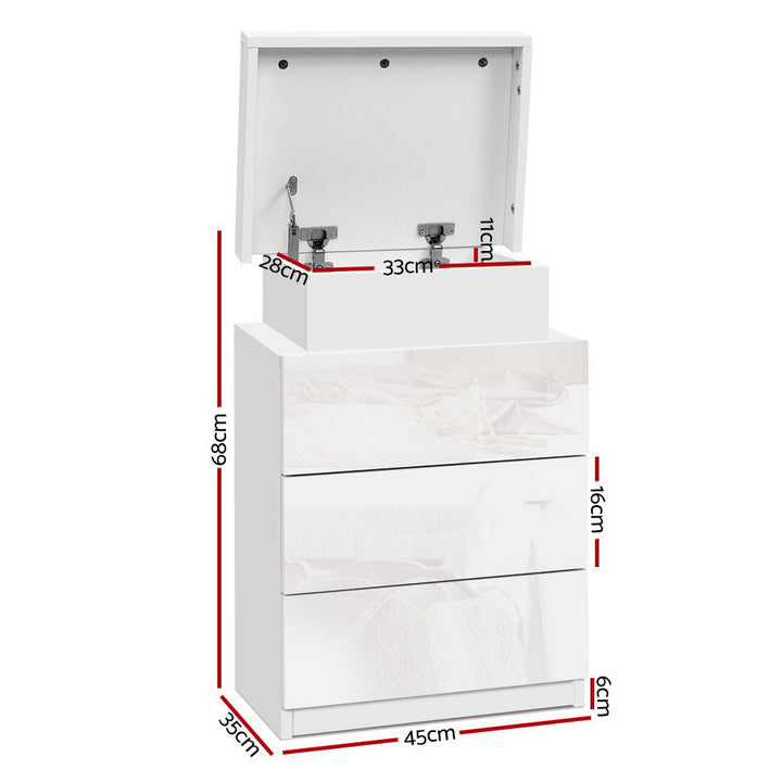 Artiss Bedside Table LED 3 Drawers - COLEY White - VogueDecor.au