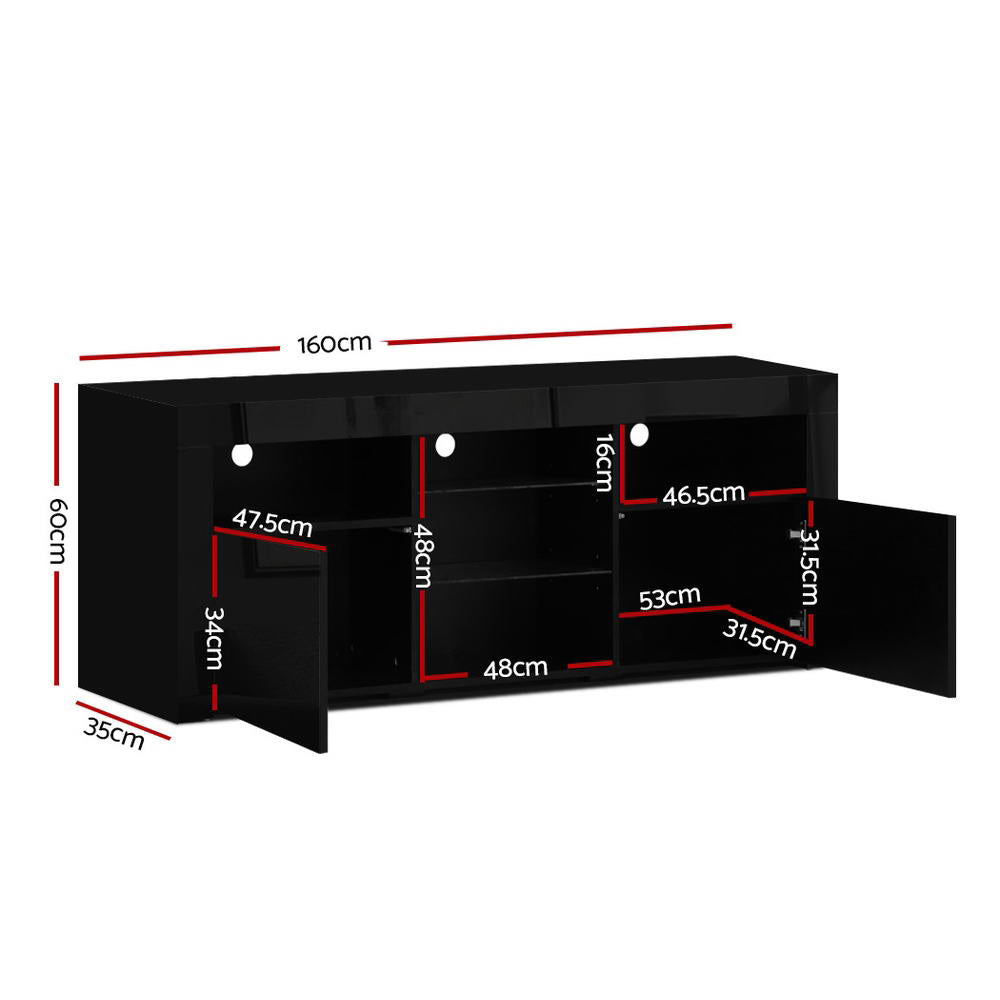Artiss Entertainment Unit TV Cabinet LED 160cm Black Bobi - VogueDecor.au