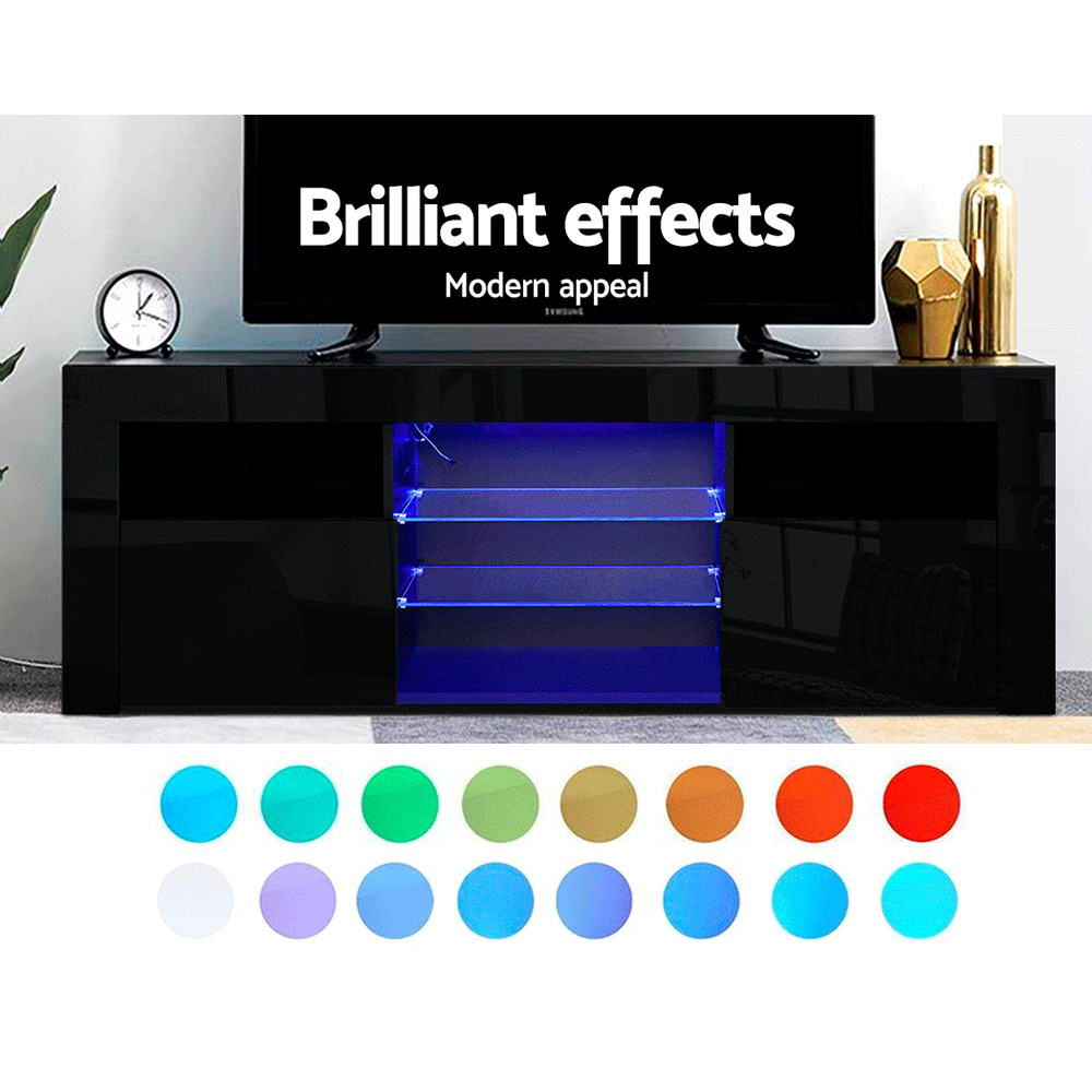 Artiss Entertainment Unit TV Cabinet LED 160cm Black Bobi - VogueDecor.au