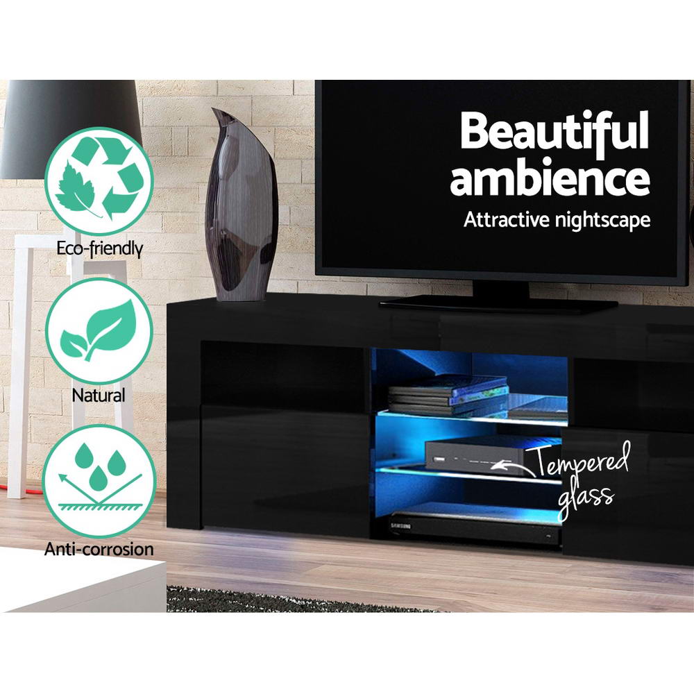 Artiss Entertainment Unit TV Cabinet LED 160cm Black Bobi - VogueDecor.au