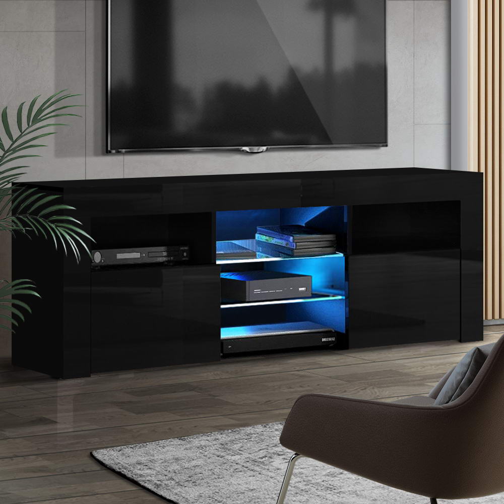 Artiss Entertainment Unit TV Cabinet LED 160cm Black Bobi - VogueDecor.au