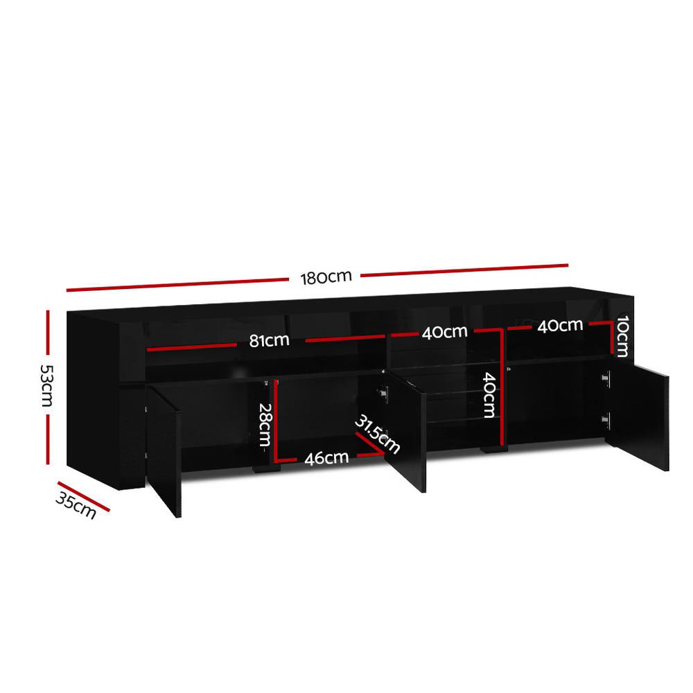 Artiss Entertainment Unit TV Cabinet LED 180cm Black Bobi - VogueDecor.au