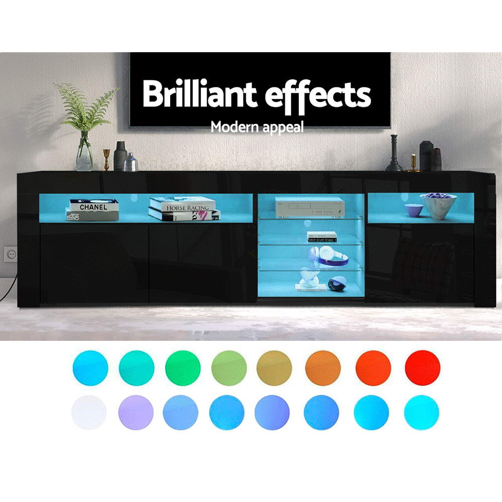 Artiss Entertainment Unit TV Cabinet LED 180cm Black Bobi - VogueDecor.au
