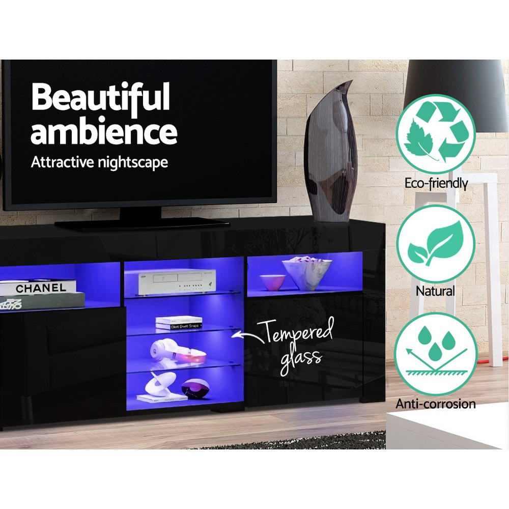 Artiss Entertainment Unit TV Cabinet LED 180cm Black Bobi - VogueDecor.au