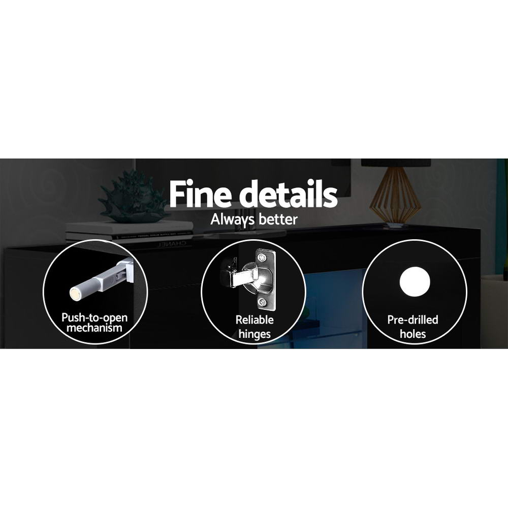 Artiss Entertainment Unit TV Cabinet LED 180cm Black Bobi - VogueDecor.au