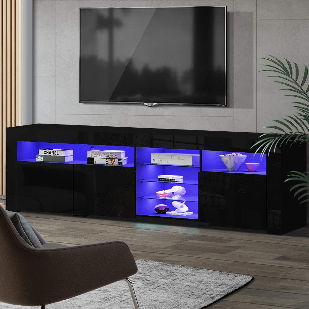 Artiss Entertainment Unit TV Cabinet LED 180cm Black Bobi - VogueDecor.au