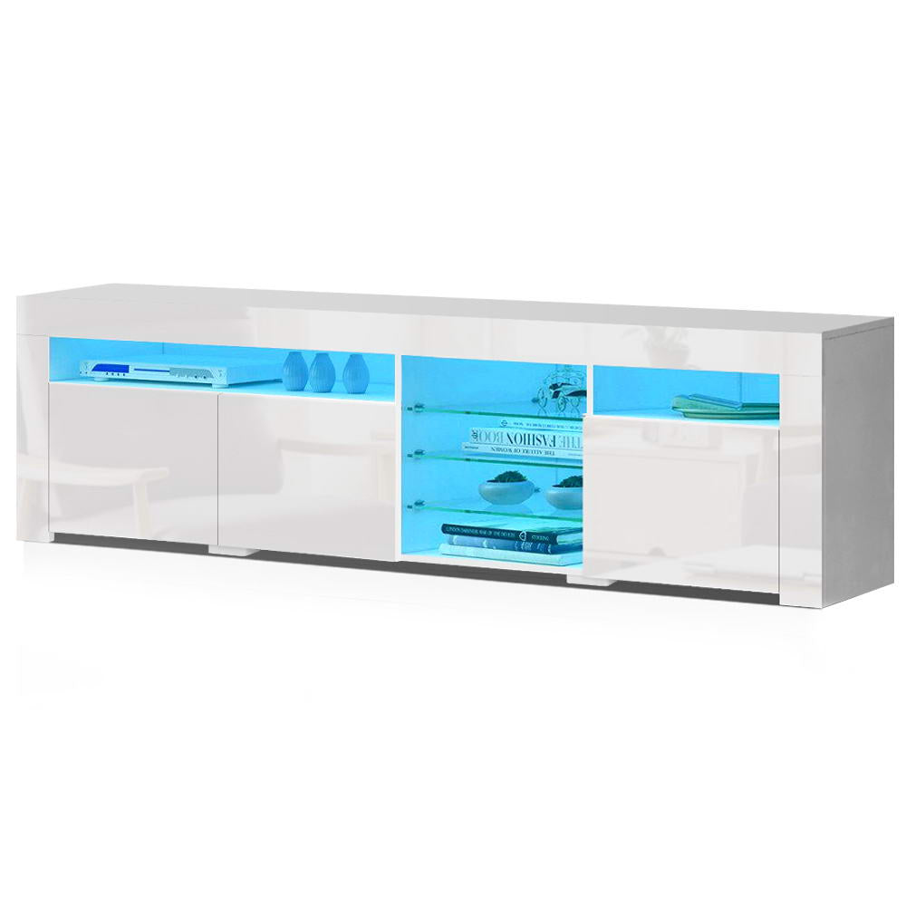Artiss Entertainment Unit TV Cabinet LED 180cm White Bobi - VogueDecor.au