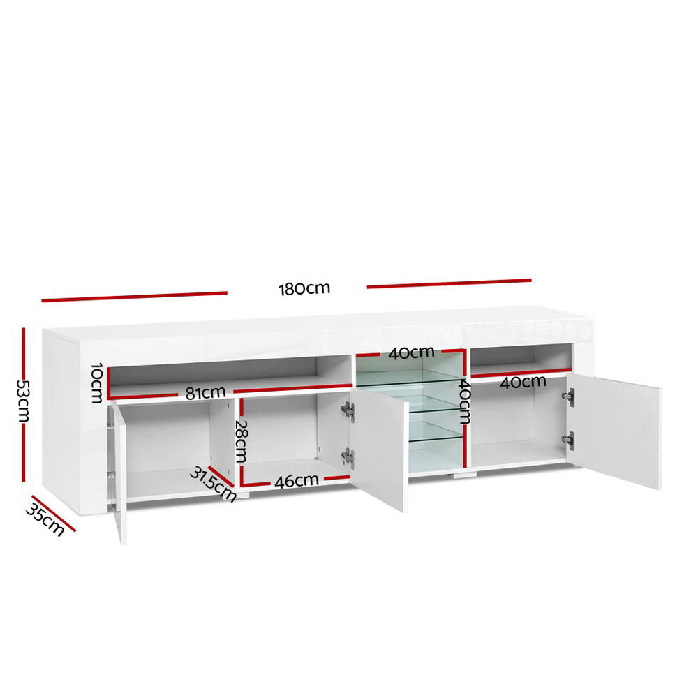 Artiss Entertainment Unit TV Cabinet LED 180cm White Bobi - VogueDecor.au