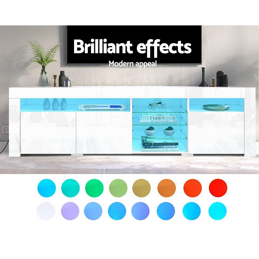 Artiss Entertainment Unit TV Cabinet LED 180cm White Bobi - VogueDecor.au