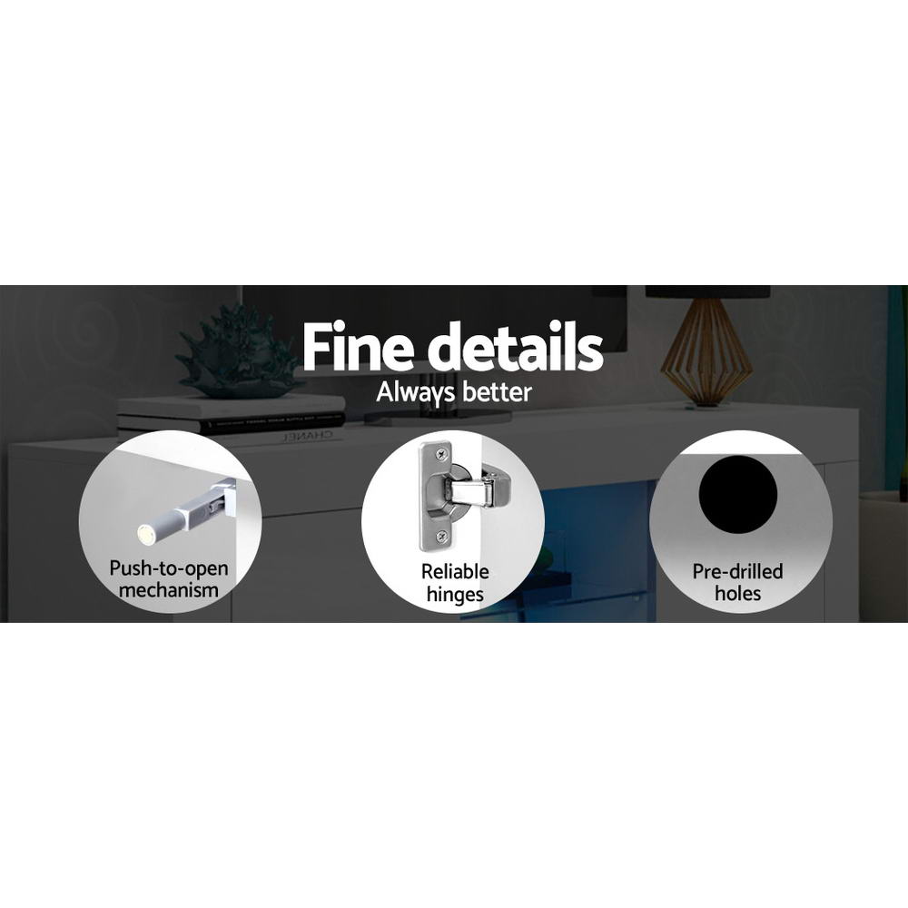 Artiss Entertainment Unit TV Cabinet LED 180cm White Bobi - VogueDecor.au