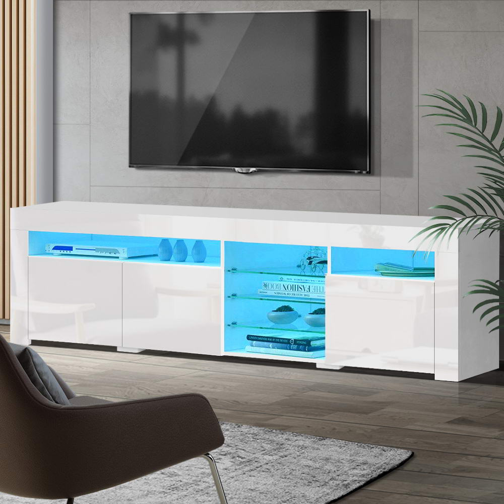Artiss Entertainment Unit TV Cabinet LED 180cm White Bobi - VogueDecor.au