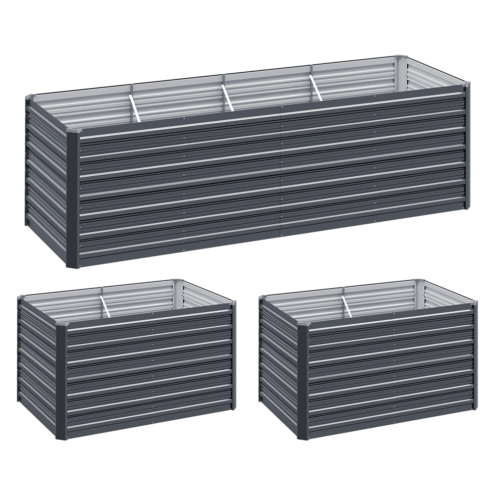 Green Fingers Garden Bed 240x80x77cm Planter Box Raised Container Galvanised Herb - VogueDecor.au