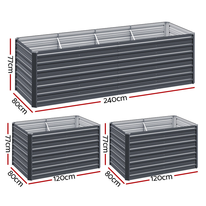 Green Fingers Garden Bed 240x80x77cm Planter Box Raised Container Galvanised Herb - VogueDecor.au