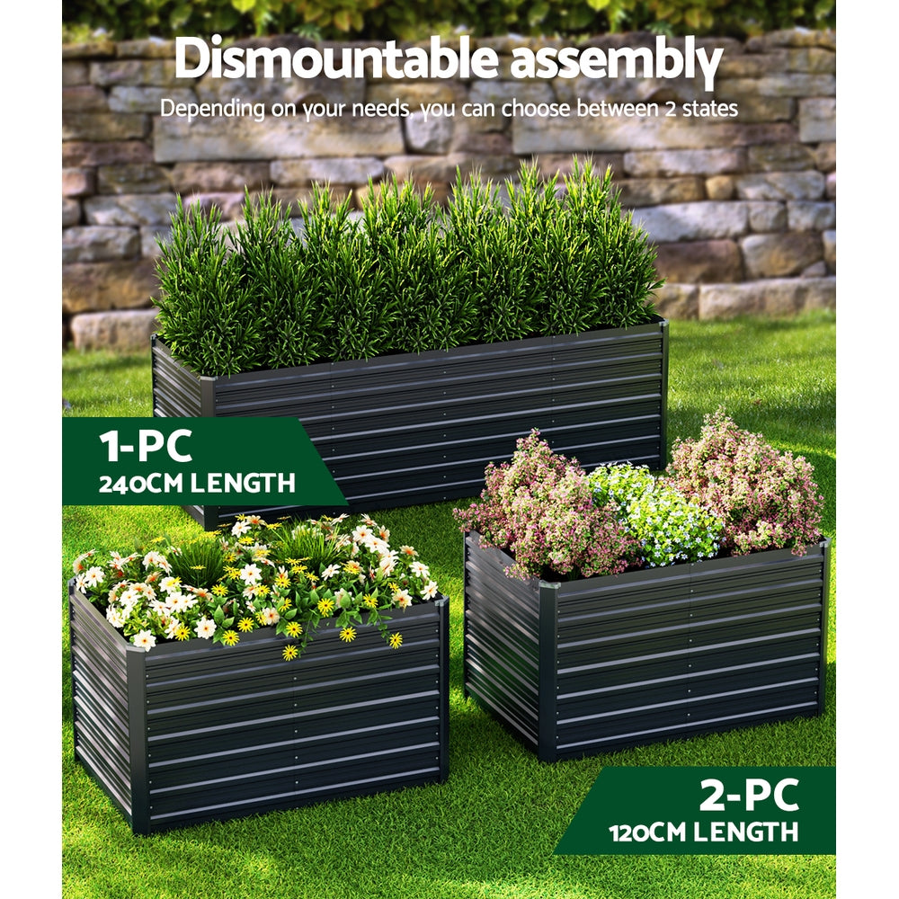 Green Fingers Garden Bed 240x80x77cm Planter Box Raised Container Galvanised Herb - VogueDecor.au