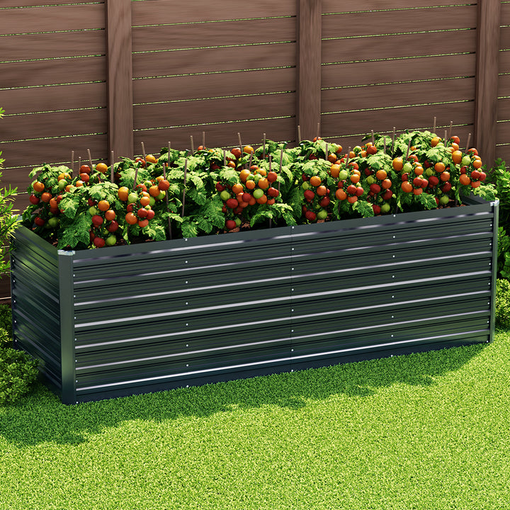Green Fingers Garden Bed 240x80x77cm Planter Box Raised Container Galvanised Herb - VogueDecor.au
