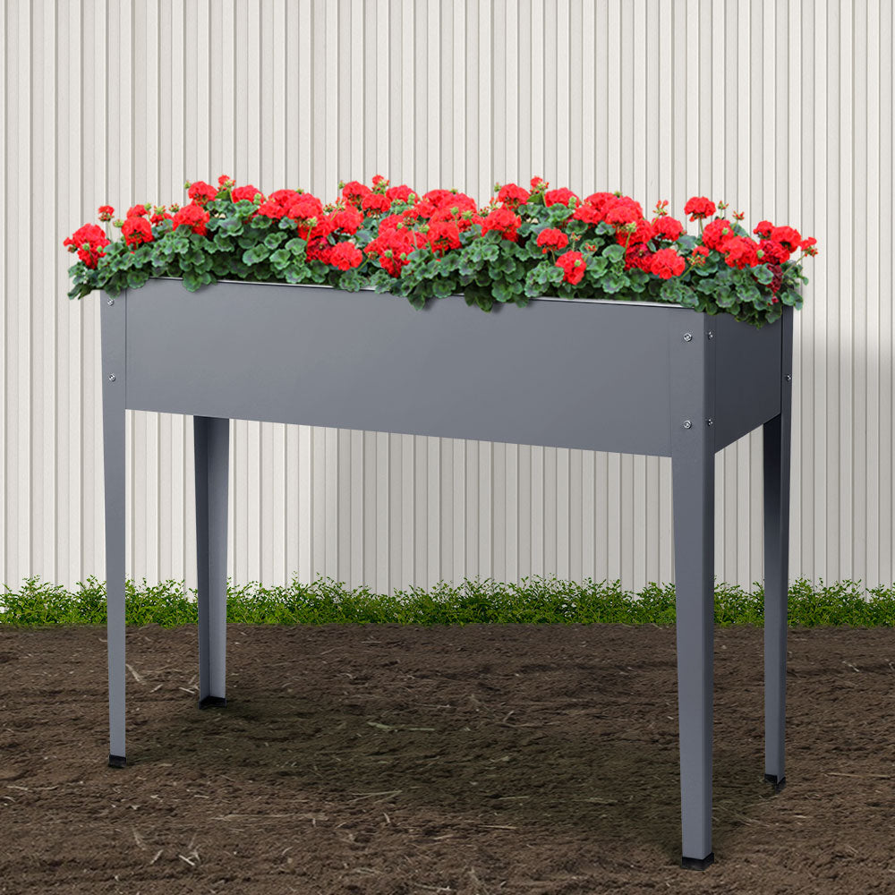 Green Fingers Garden Bed Elevated 100X80X30cm Planter Box Container Galvanised - VogueDecor.au
