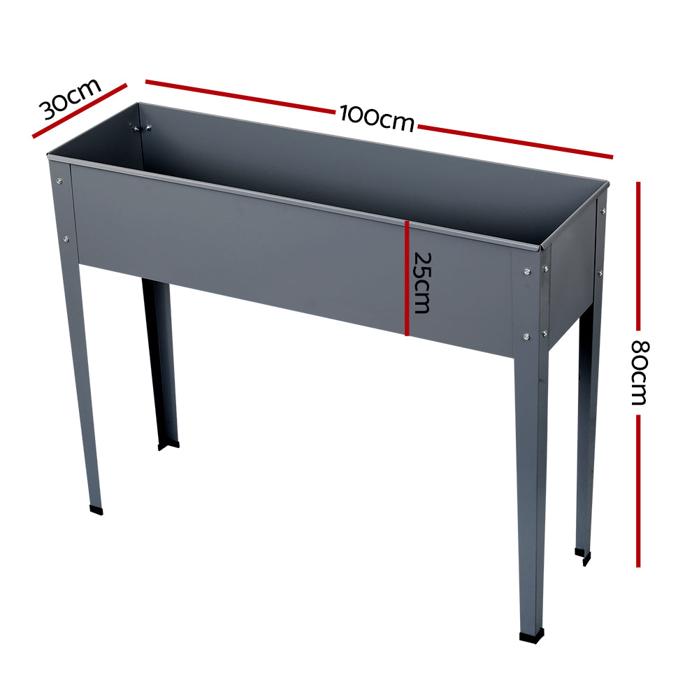 Green Fingers Garden Bed Elevated 100X80X30cm Planter Box Container Galvanised - VogueDecor.au