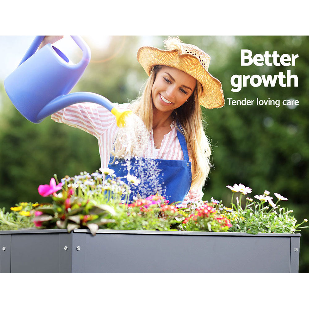 Green Fingers Garden Bed Elevated 100X80X30cm Planter Box Container Galvanised - VogueDecor.au
