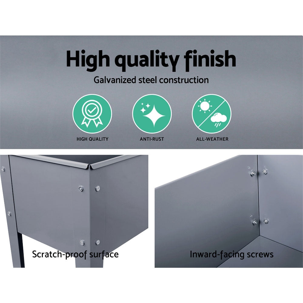 Green Fingers Garden Bed Elevated 100X80X30cm Planter Box Container Galvanised - VogueDecor.au