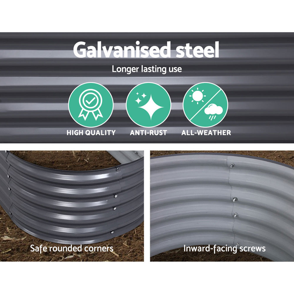 Green Fingers Garden Bed 160X80X42cm Oval Planter Box Raised Container Galvanised - VogueDecor.au