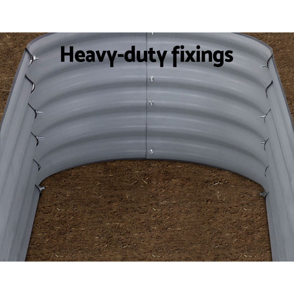 Green Fingers Garden Bed 160X80X42cm Oval Planter Box Raised Container Galvanised - VogueDecor.au