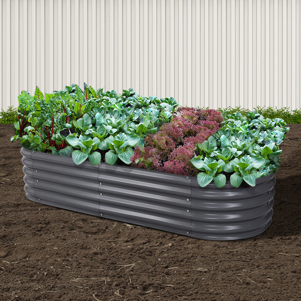 Green Fingers Garden Bed 160X80X42cm Oval Planter Box Raised Container Galvanised - VogueDecor.au