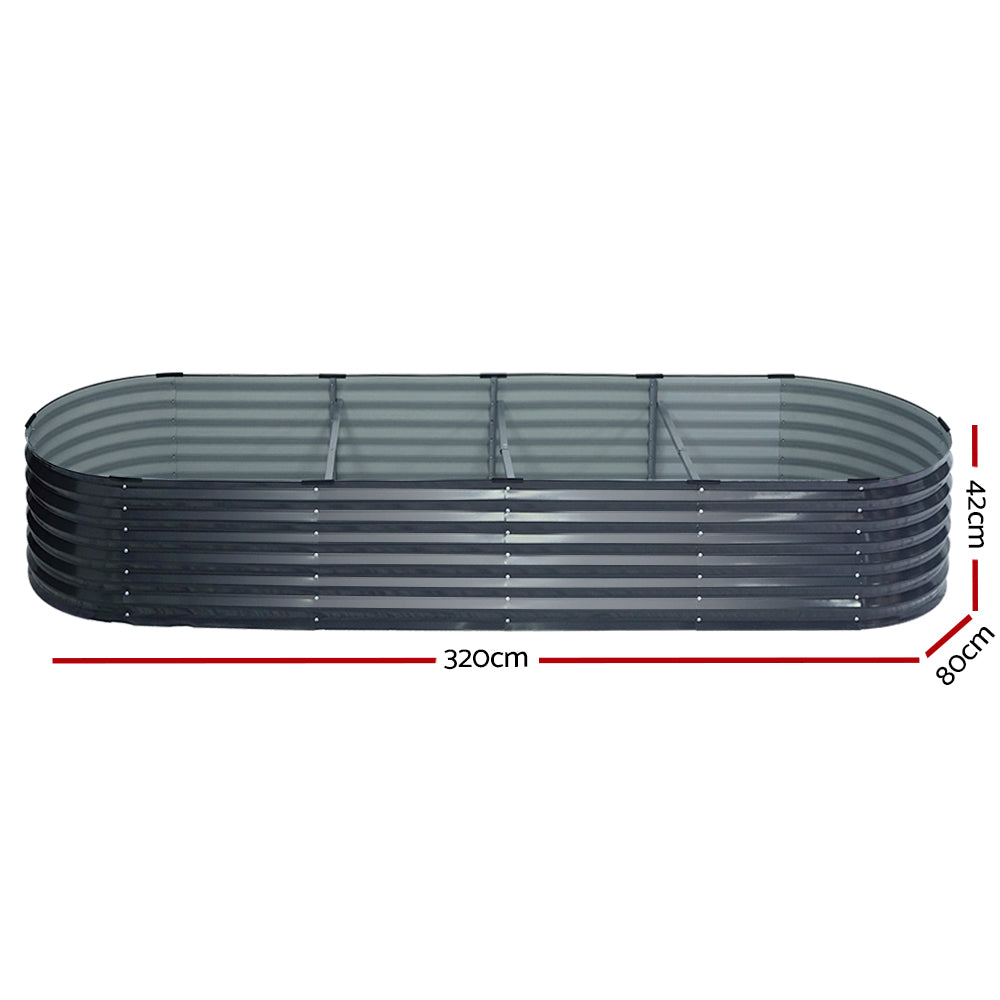 Green Fingers Garden Bed 320X80X42cm Oval Planter Box Raised Container Galvanised - VogueDecor.au