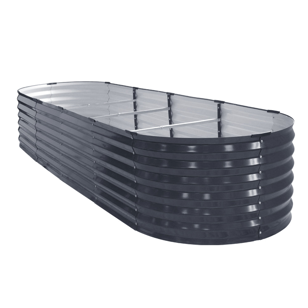 Green Fingers Garden Bed 320X80X42cm Oval Planter Box Raised Container Galvanised - VogueDecor.au