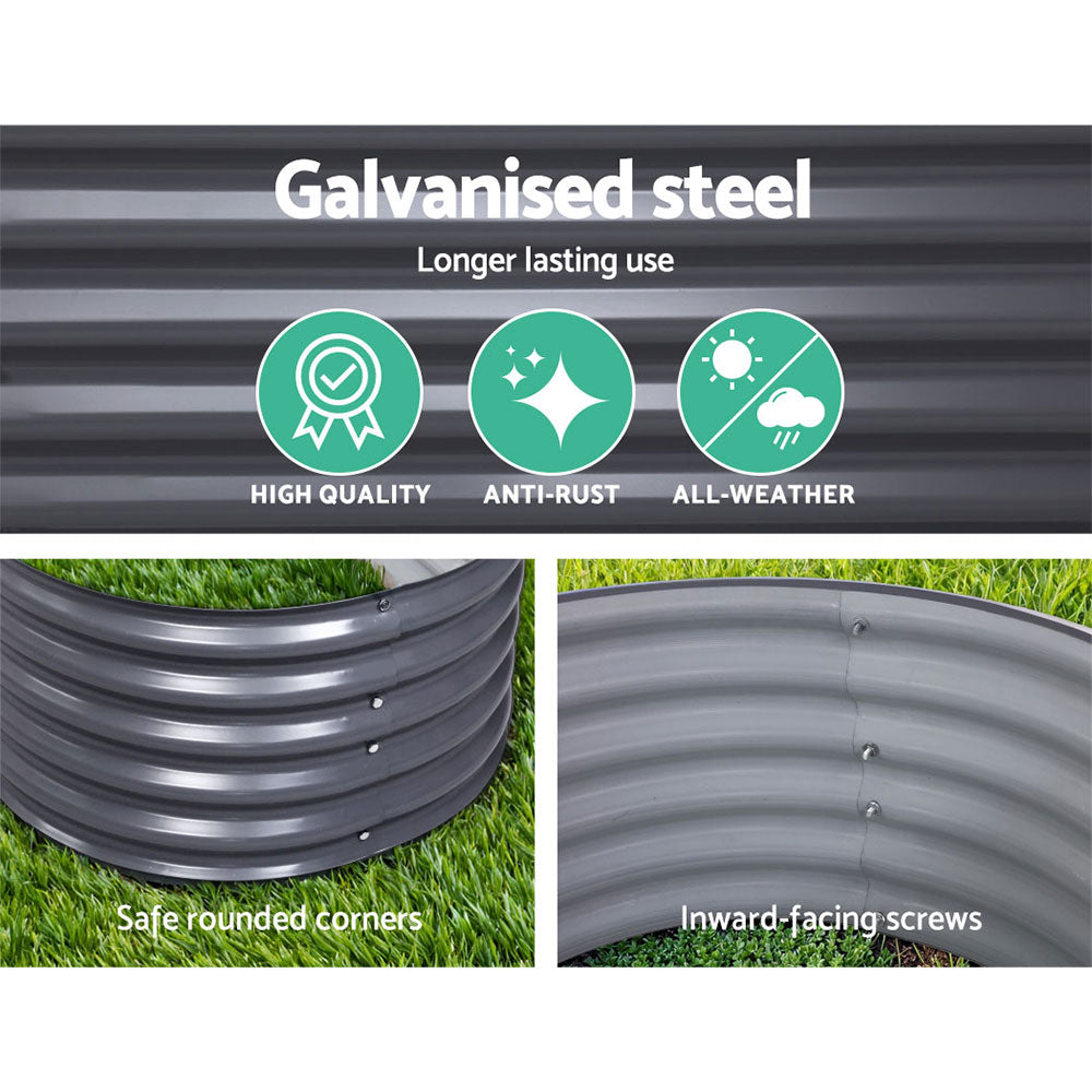 Green Fingers Garden Bed 320X80X42cm Oval Planter Box Raised Container Galvanised - VogueDecor.au