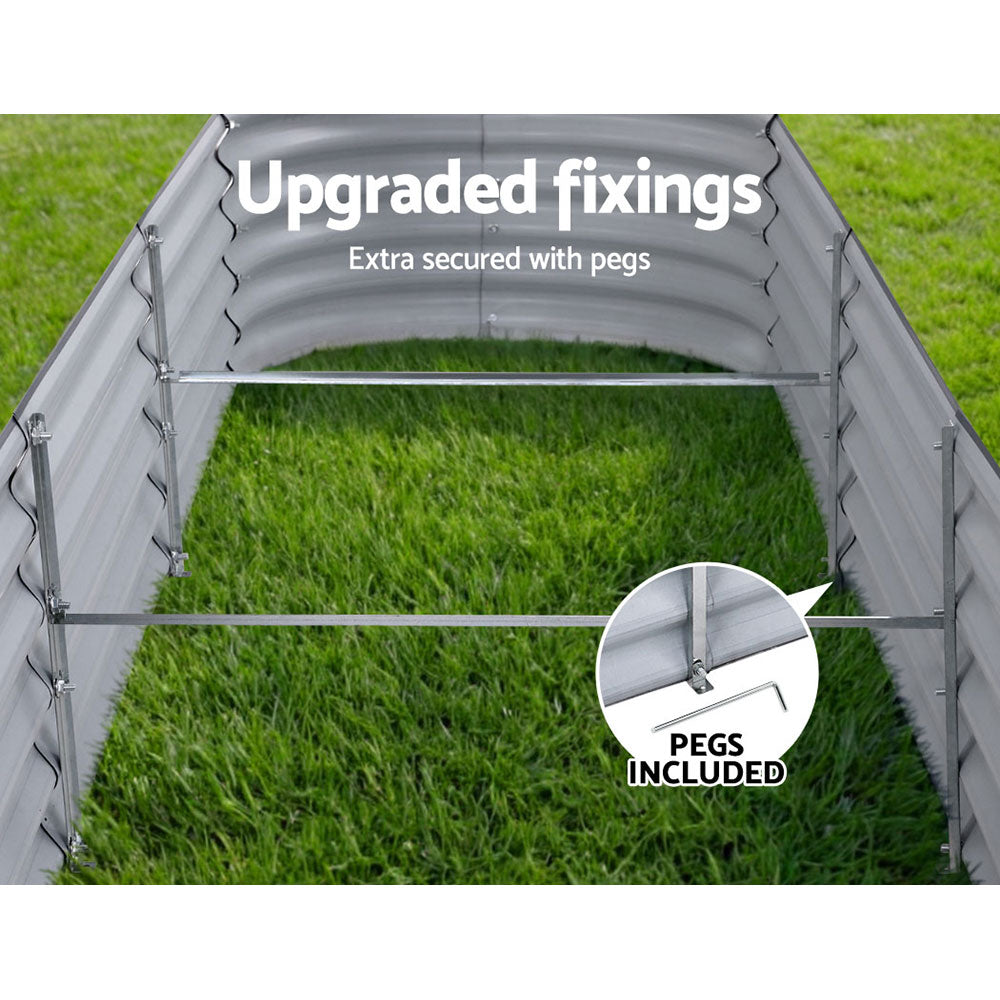 Green Fingers Garden Bed 320X80X42cm Oval Planter Box Raised Container Galvanised - VogueDecor.au