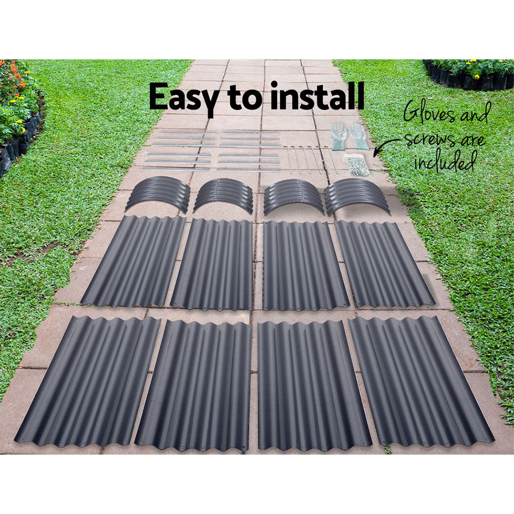 Green Fingers Garden Bed 320X80X42cm Oval Planter Box Raised Container Galvanised - VogueDecor.au