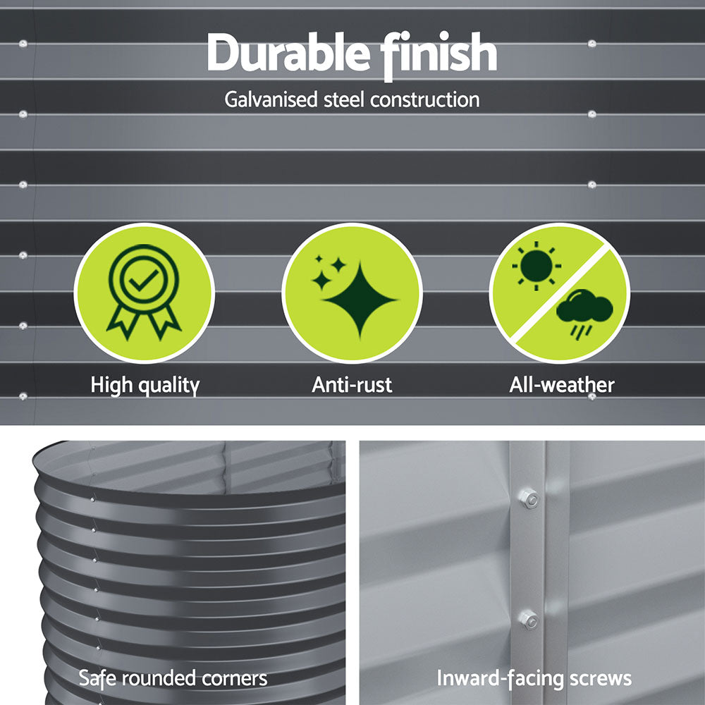 2x Green Fingers Raised Garden Bed 320X80X56cm Oval Planter Box - VogueDecor.au