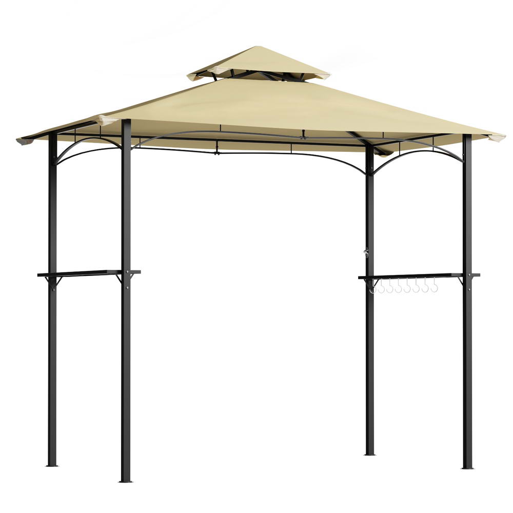 Instahut Gazebo Outdoor Patio Marquee BBQ Grill Shelter Garden Shade Hooks Beige - VogueDecor.au