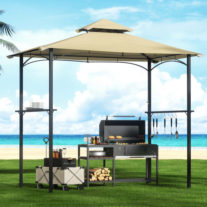 Instahut Gazebo Outdoor Patio Marquee BBQ Grill Shelter Garden Shade Hooks Beige - VogueDecor.au