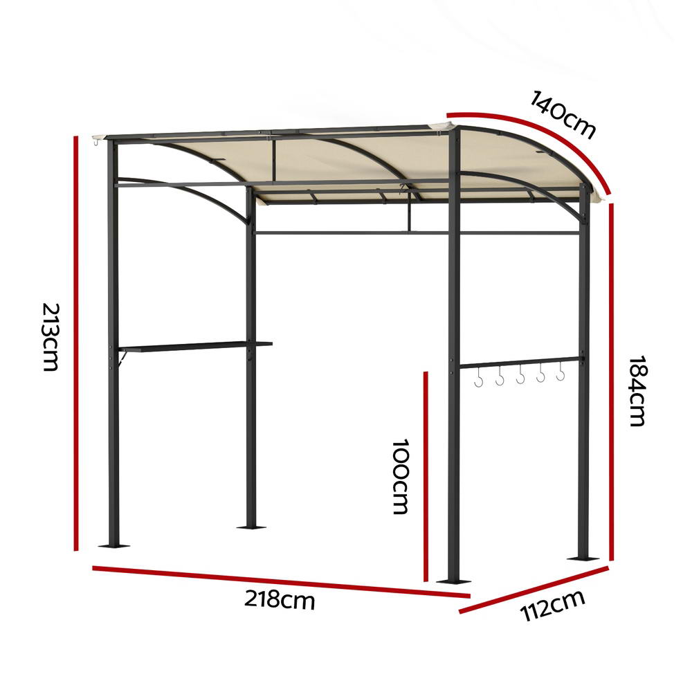 Instahut Gazebo Outdoor BBQ Grill Patio Garden Marquee Shade Shelter Shelf Hooks Beige - VogueDecor.au