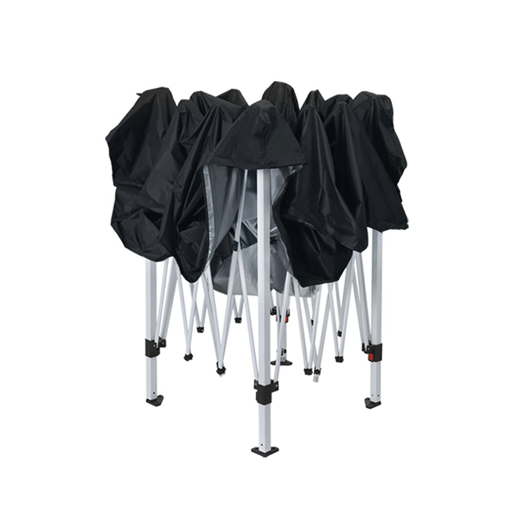 Instahut Gazebo Pop Up Marquee 3x3m Wedding Party Outdoor Camping Tent Canopy Shade Mesh Wall Black - VogueDecor.au