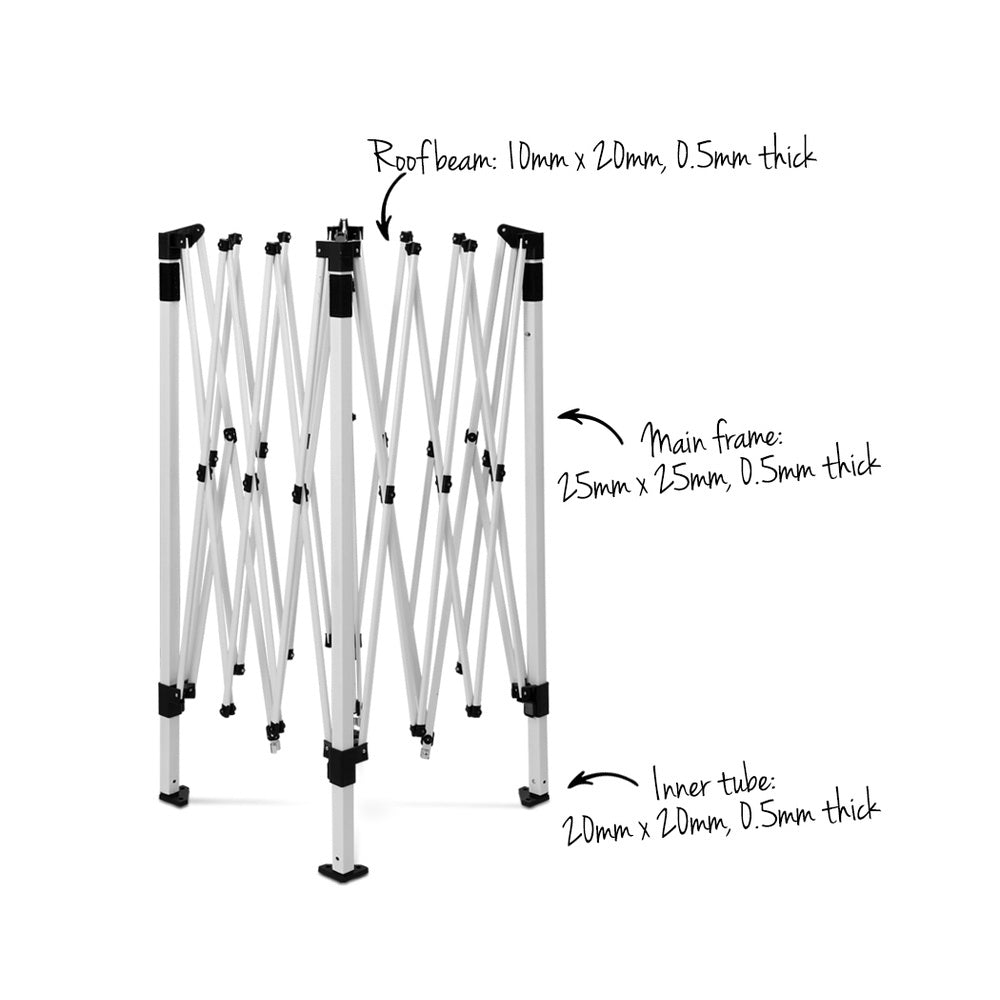 Instahut Gazebo Pop Up Marquee 3x3m Wedding Party Outdoor Camping Tent Canopy Shade Mesh Wall Black - VogueDecor.au