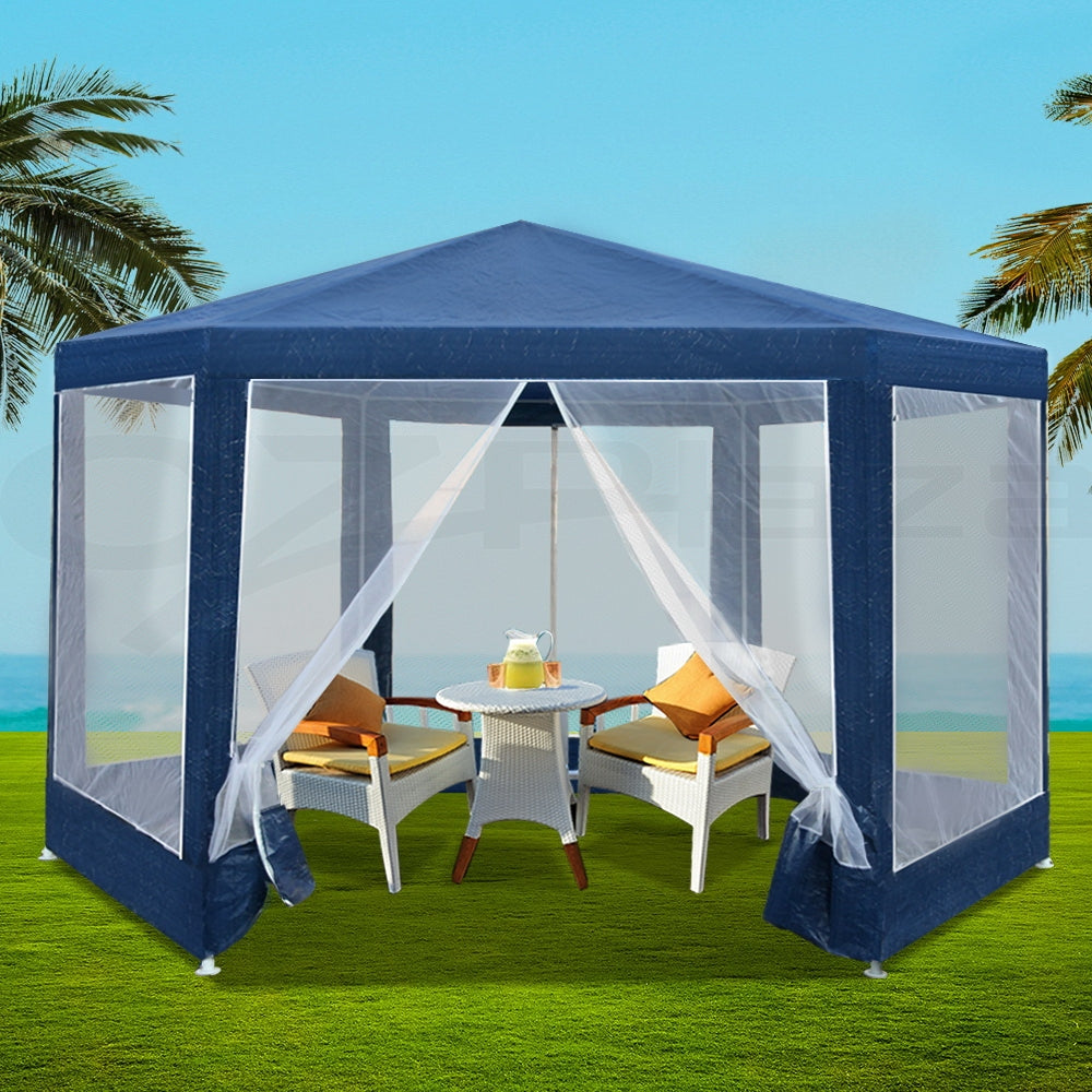 Instahut Gazebo?2x2m Marquee Wedding Party Tent Outdoor Camping Mesh Wall Canopy Shade Gazebos Navy - VogueDecor.au