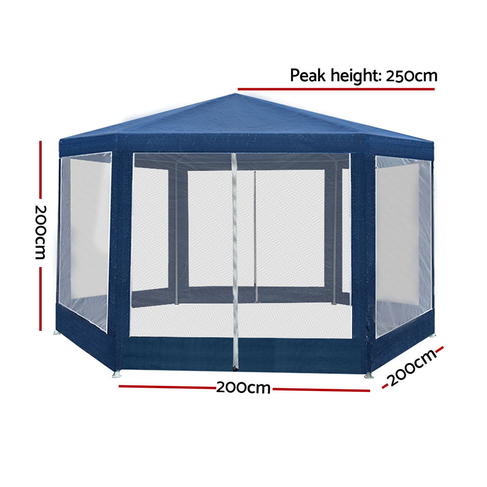 Instahut Gazebo?2x2m Marquee Wedding Party Tent Outdoor Camping Mesh Wall Canopy Shade Gazebos Navy - VogueDecor.au