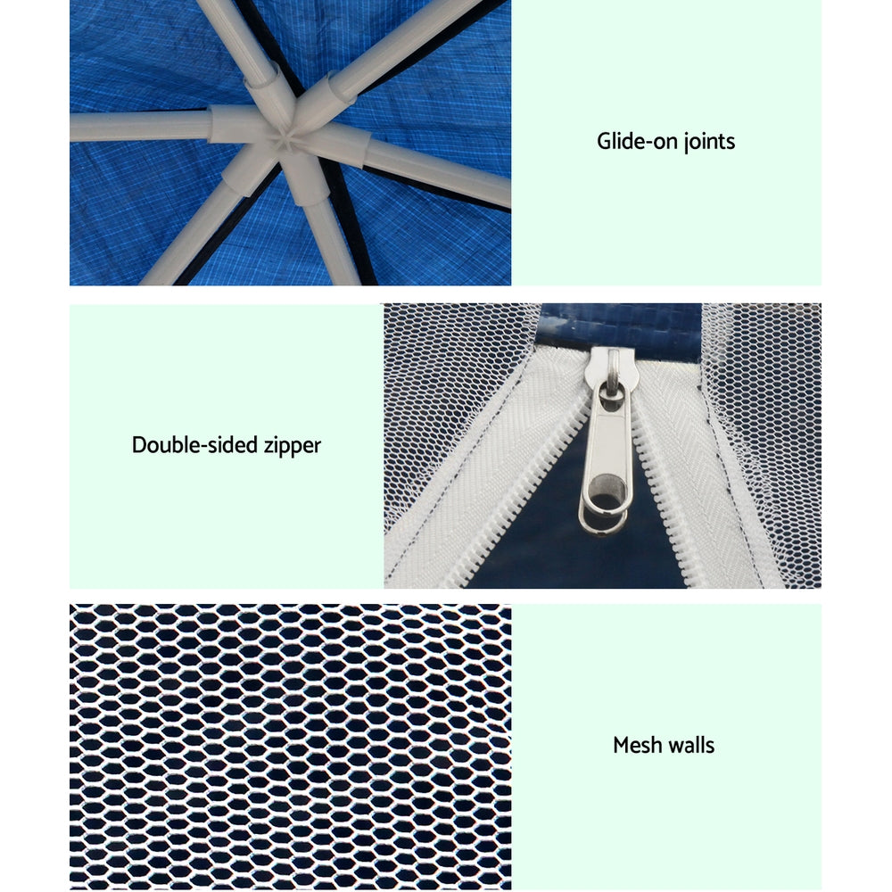 Instahut Gazebo?2x2m Marquee Wedding Party Tent Outdoor Camping Mesh Wall Canopy Shade Gazebos Navy - VogueDecor.au